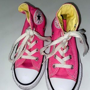 Girls Pink high top Converse size 11.5 Gently worn